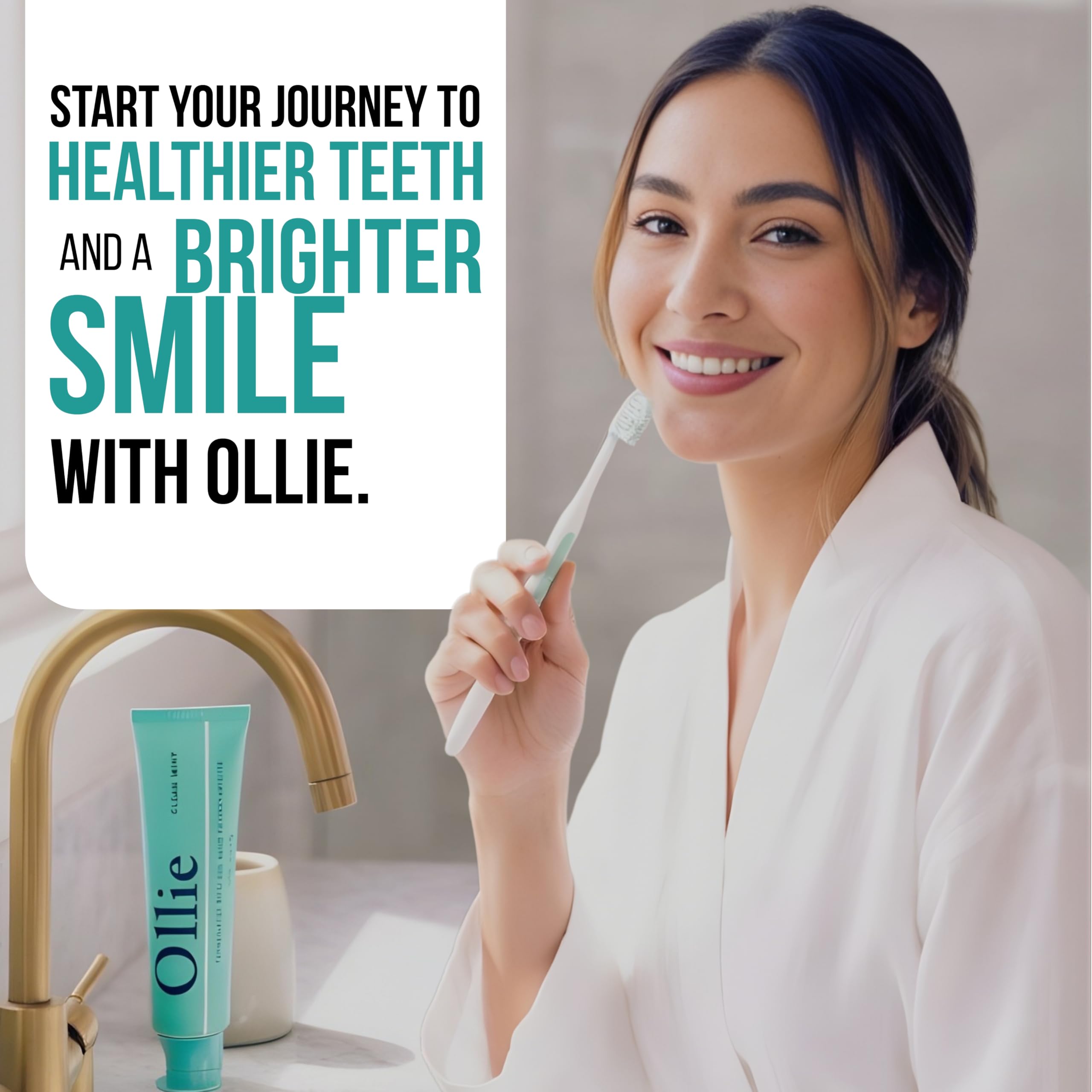 Ollie toothpaste features xylitol and coconut oil for gentle care.