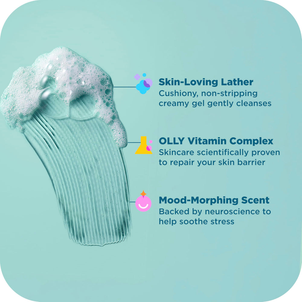 OLLY Gentle, dermatologist-approved formula shown in action.