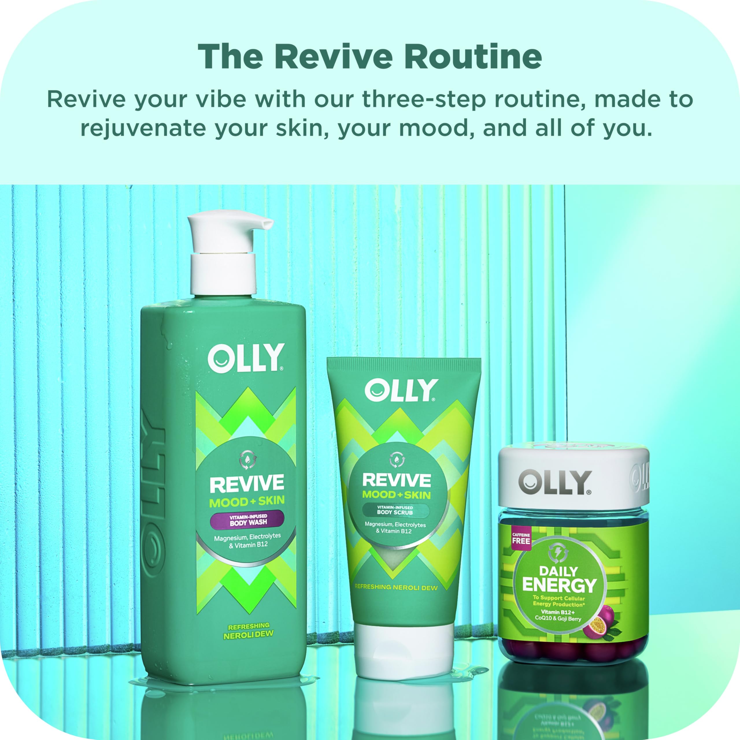 OLLY Vitamin Complex bottle highlighting retinol and vitamin D for skin support.