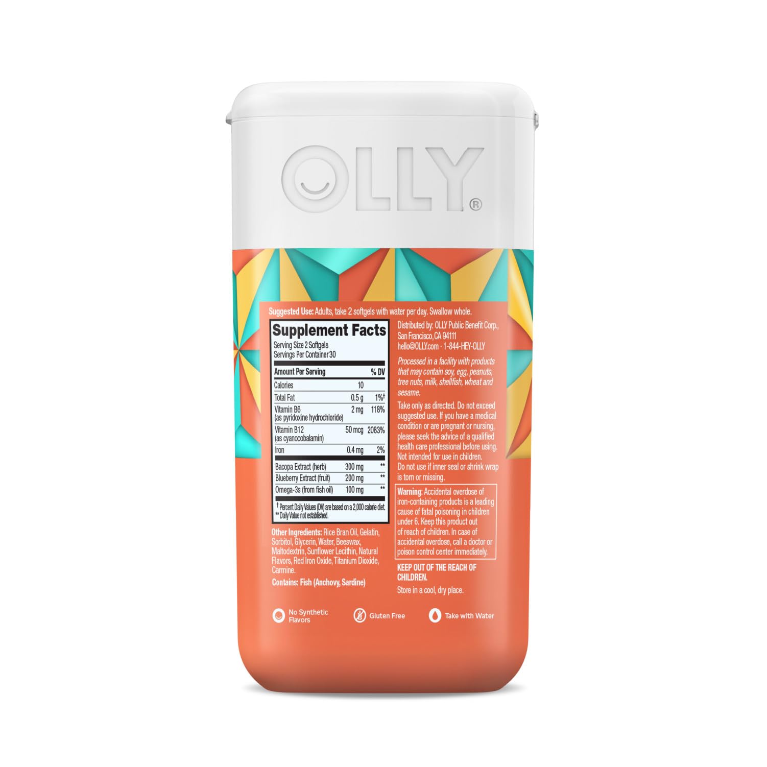 OLLY B6 and B12 in Brain Softgels support brain cell activity.