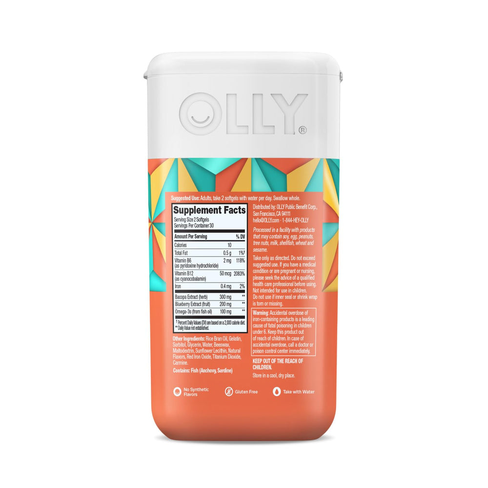 OLLY B6 and B12 in Brain Softgels support brain cell activity.