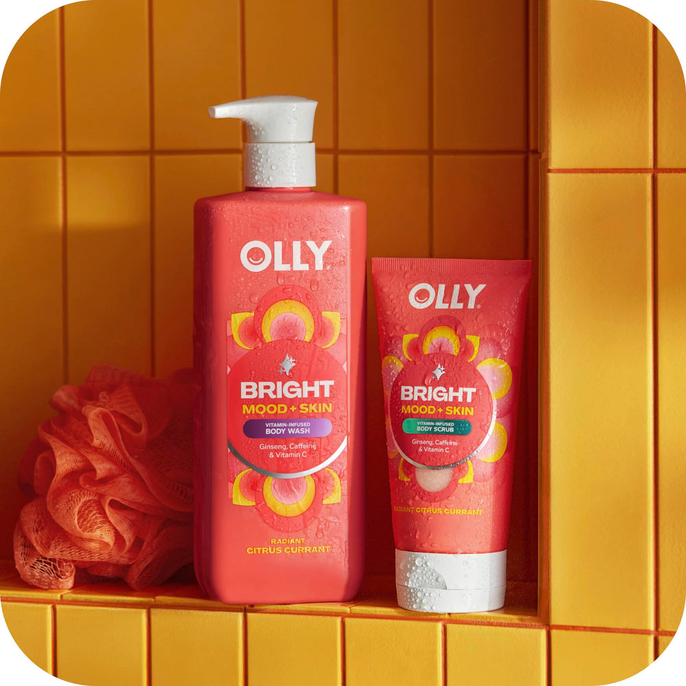 OLLY Bright Body Wash ginseng-caffeine blend awakens the senses.