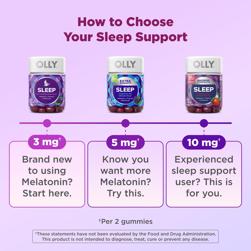 OLLY Extra Strength Sleep Gummies lemon balm extract for gentle sleep support.