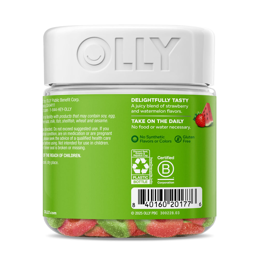 OLLY Fiber Gummy Rings on the go beside a gym bag