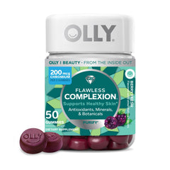 OLLY Flawless Complexion bottle showing gummies for daily skin support.