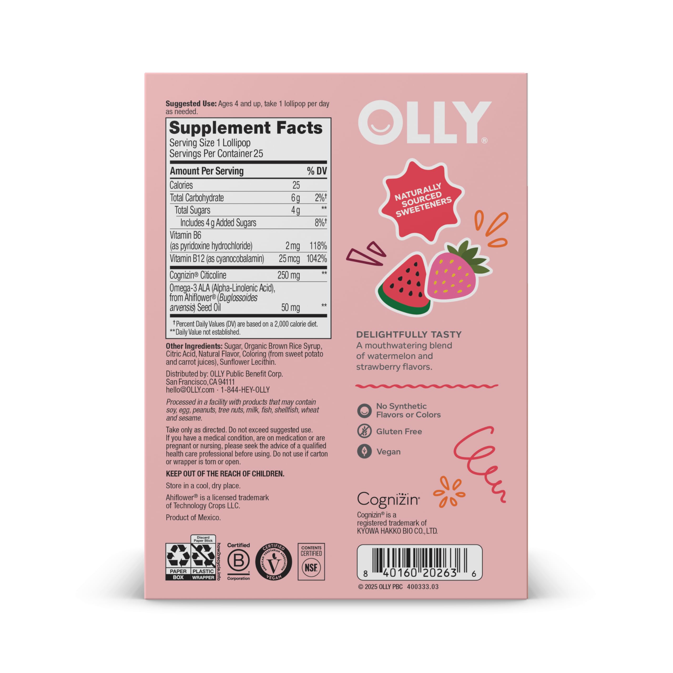 OLLY Focus Buddies 25-count box ready for daily homework routines.