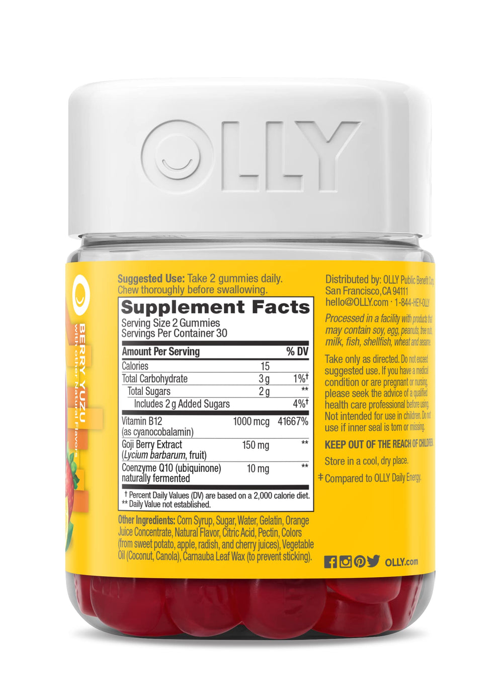 OLLY cold-pack shipping note to prevent melting