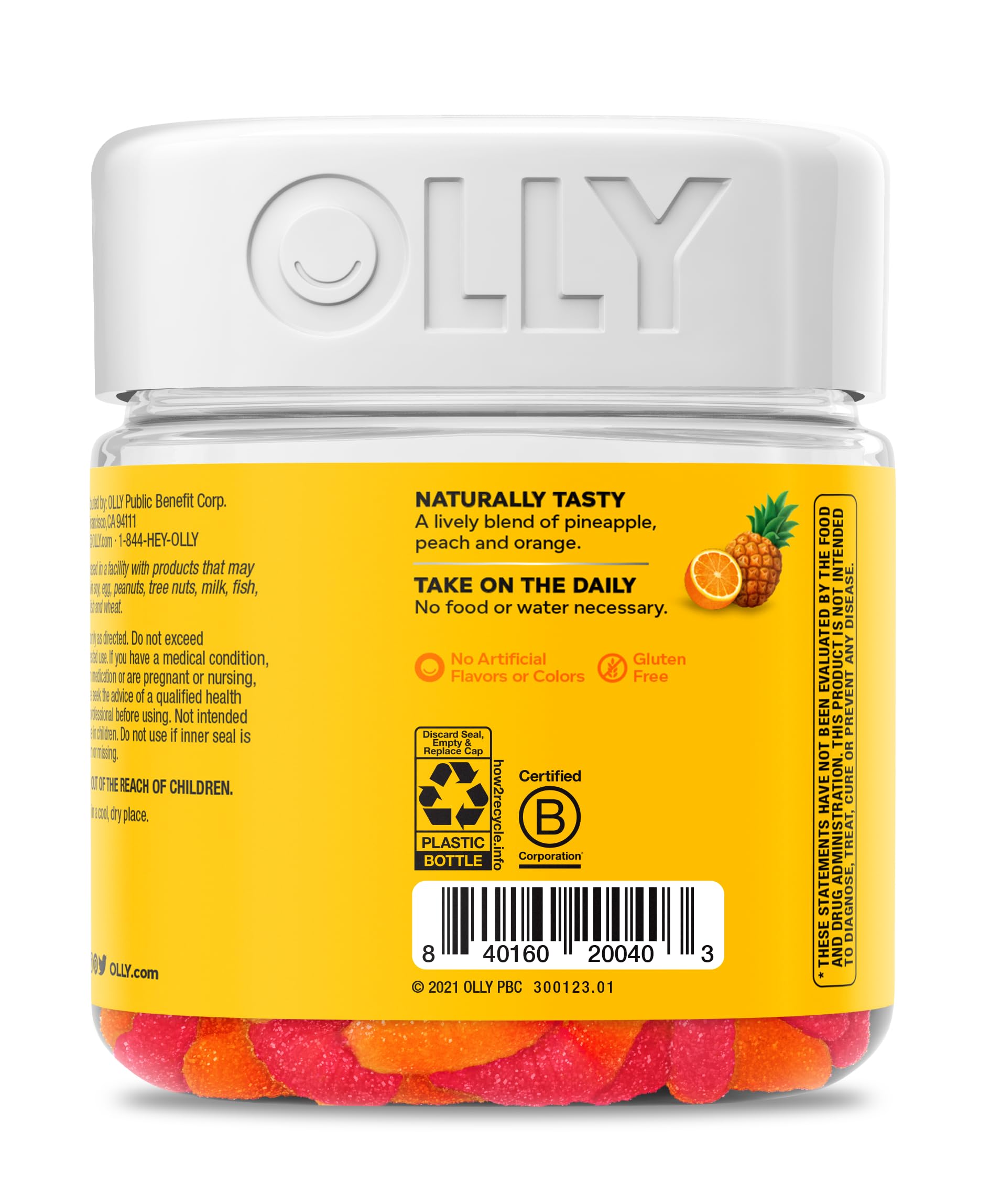 OLLY Hello Happy Gummy Worms vitamin-d badge signals daily support potential.