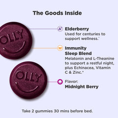 OLLY Immunity Sleep Gummies gummy close-up highlights jammy berry texture
