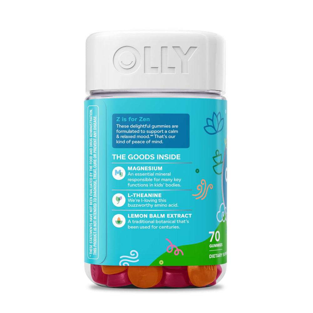 OLLY Kids Chillax gummy in hand for easy bite before bed.