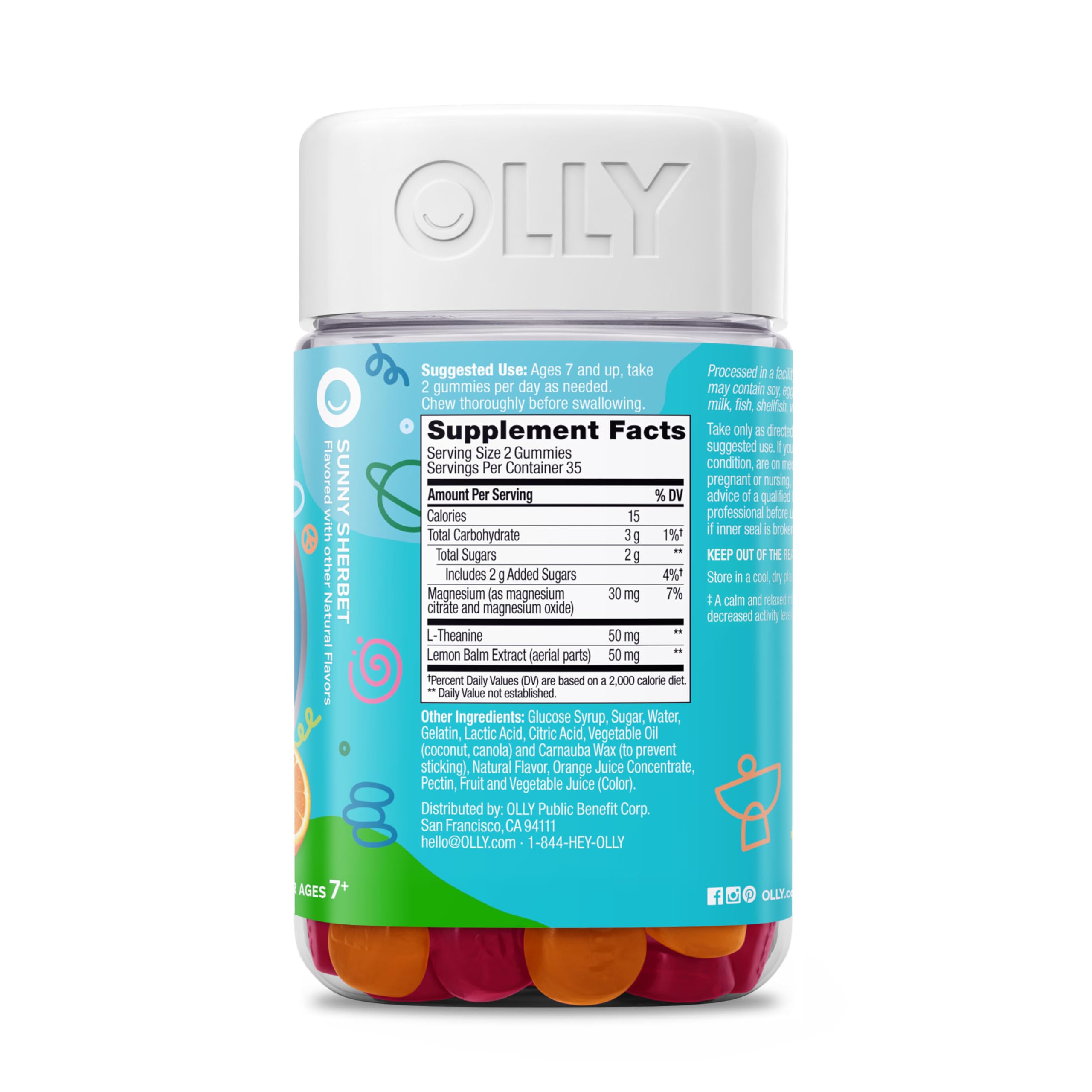 OLLY Kids Chillax gummy texture close-up reveals chewy, fun candy-like feel.