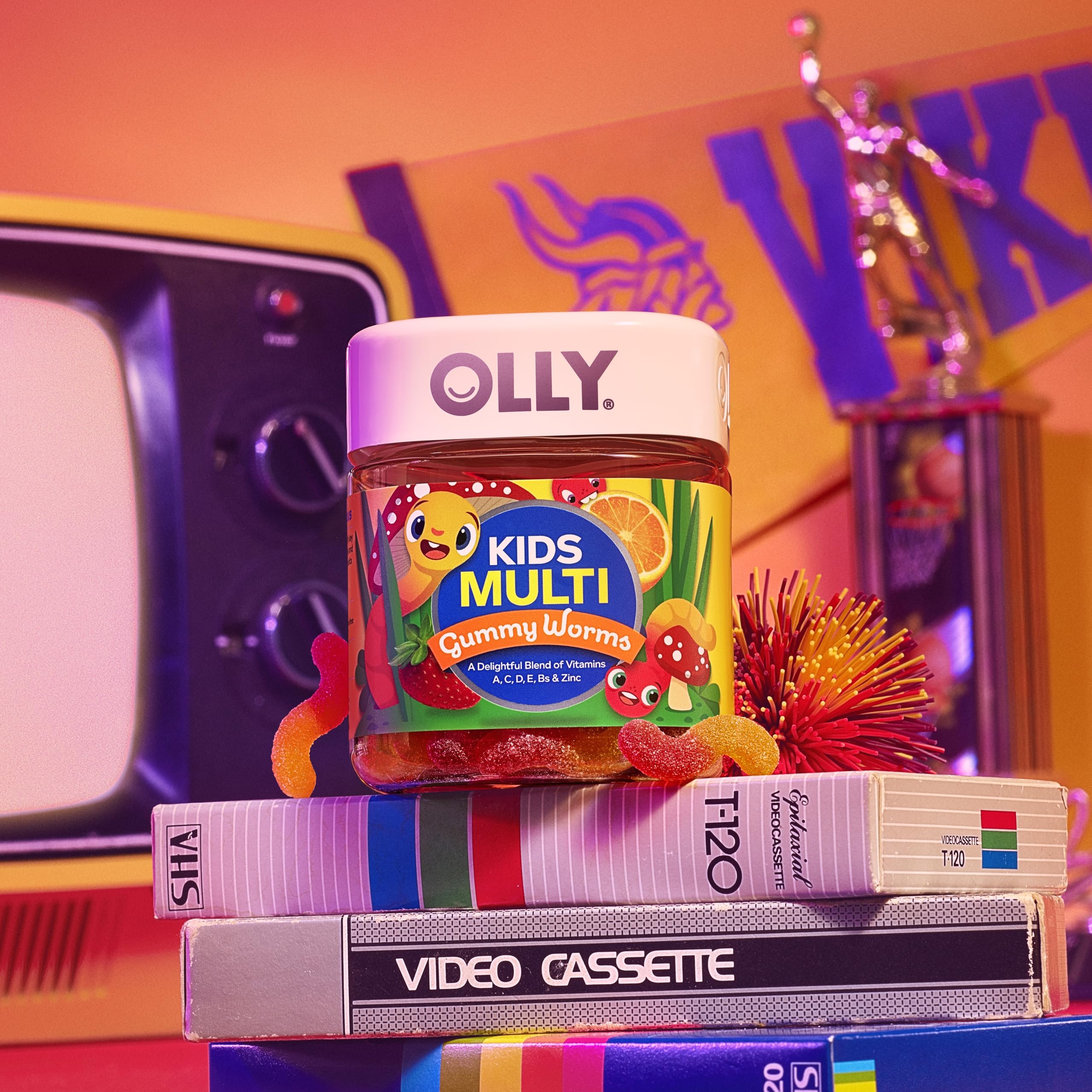 Child chewing an OLLY gummy as part of a routine.