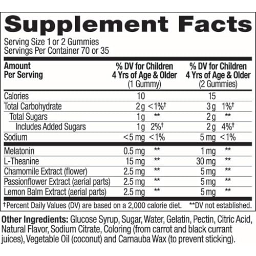 OLLY Kids Sleep Gummies label highlighting drug-free formulation.