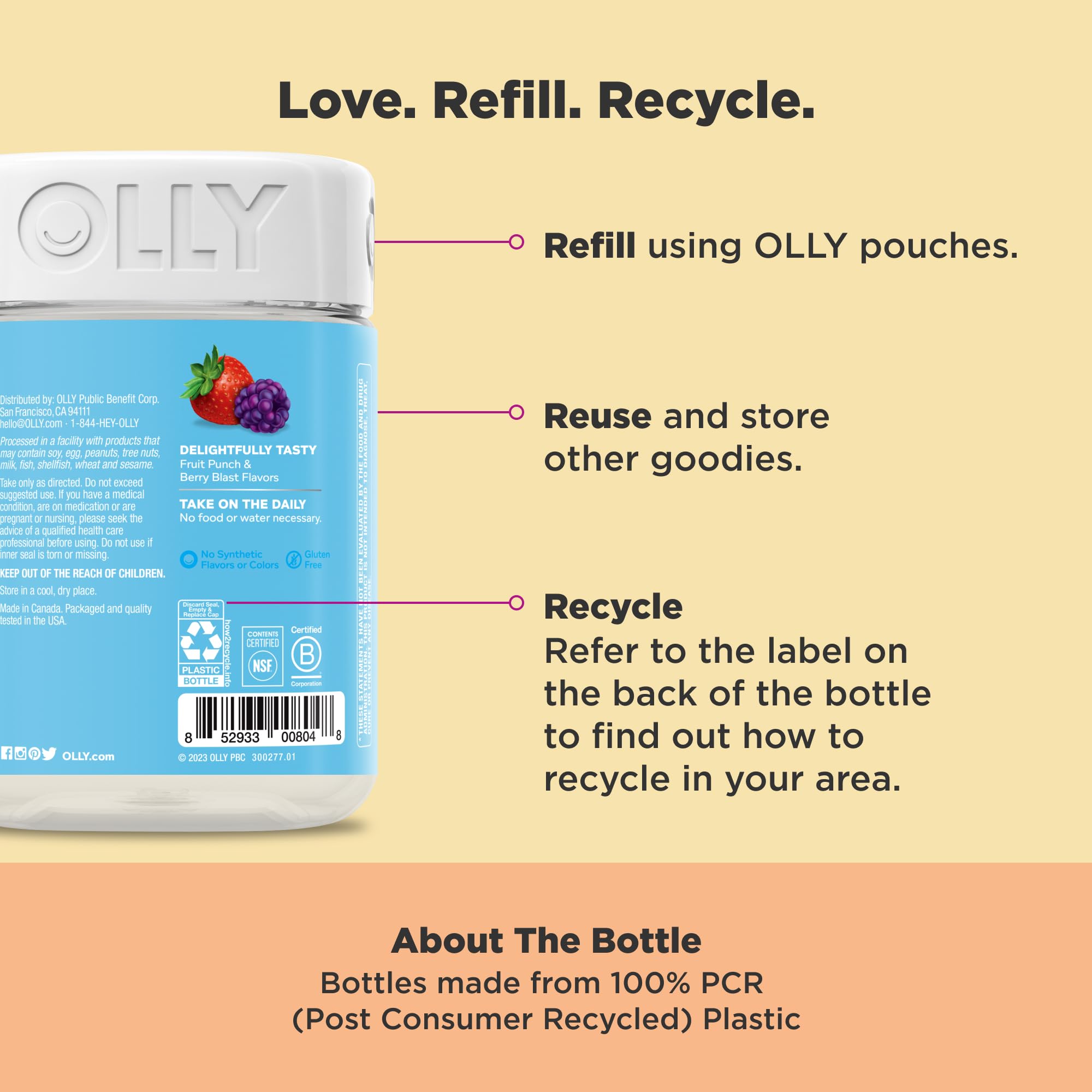 OLLY Kids vitamins daily dosage for ages 2-3.
