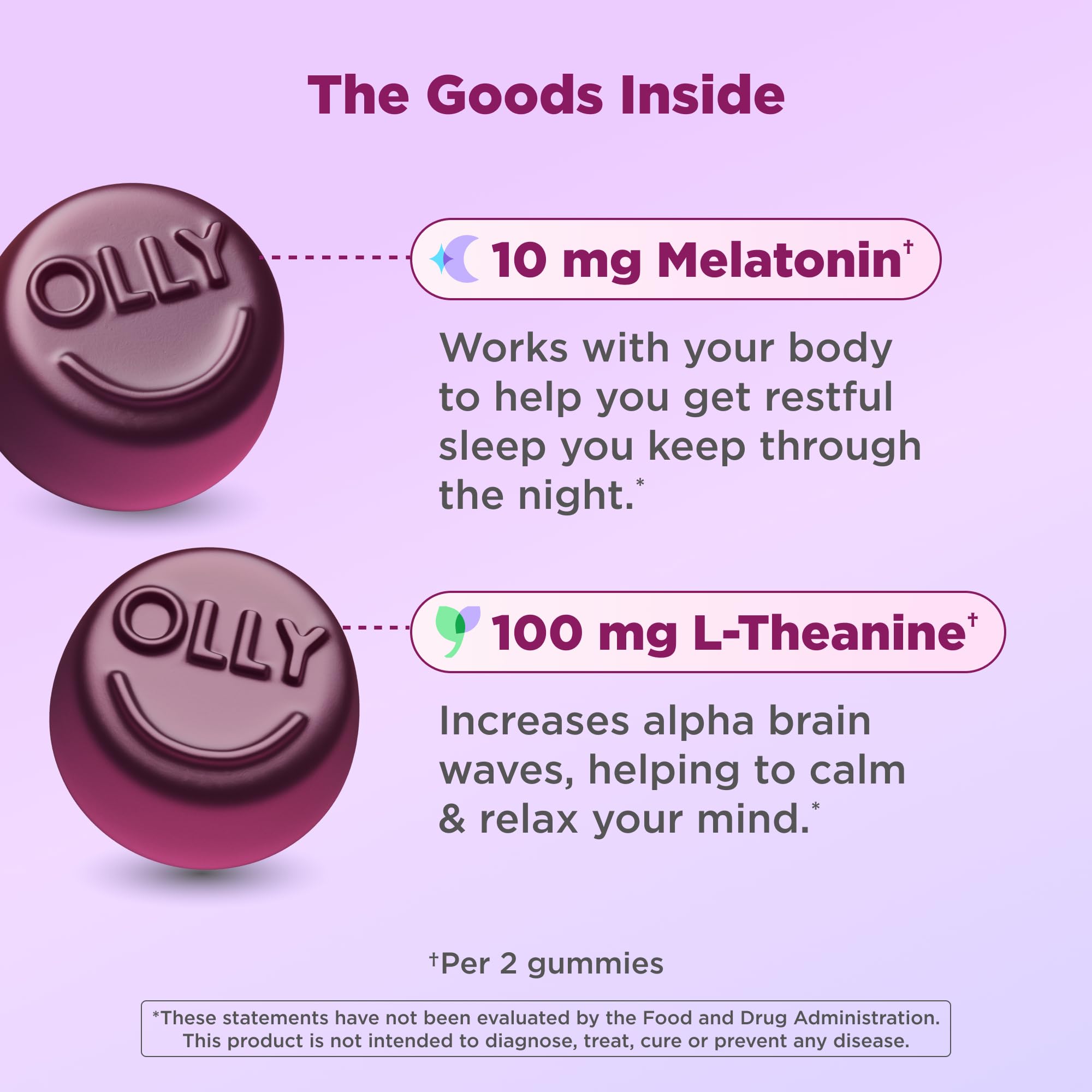 OLLY sleep gummies packaging viewed from the top for quick access
