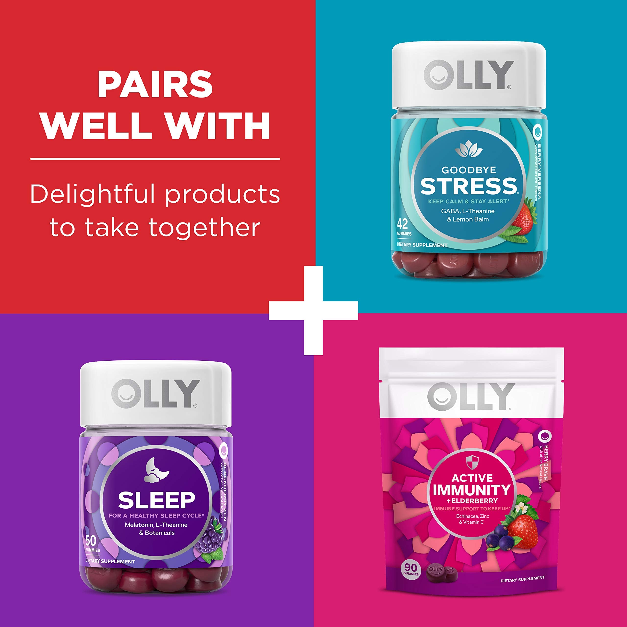 OLLY 70-count bottle back label, shows 35 day supply.