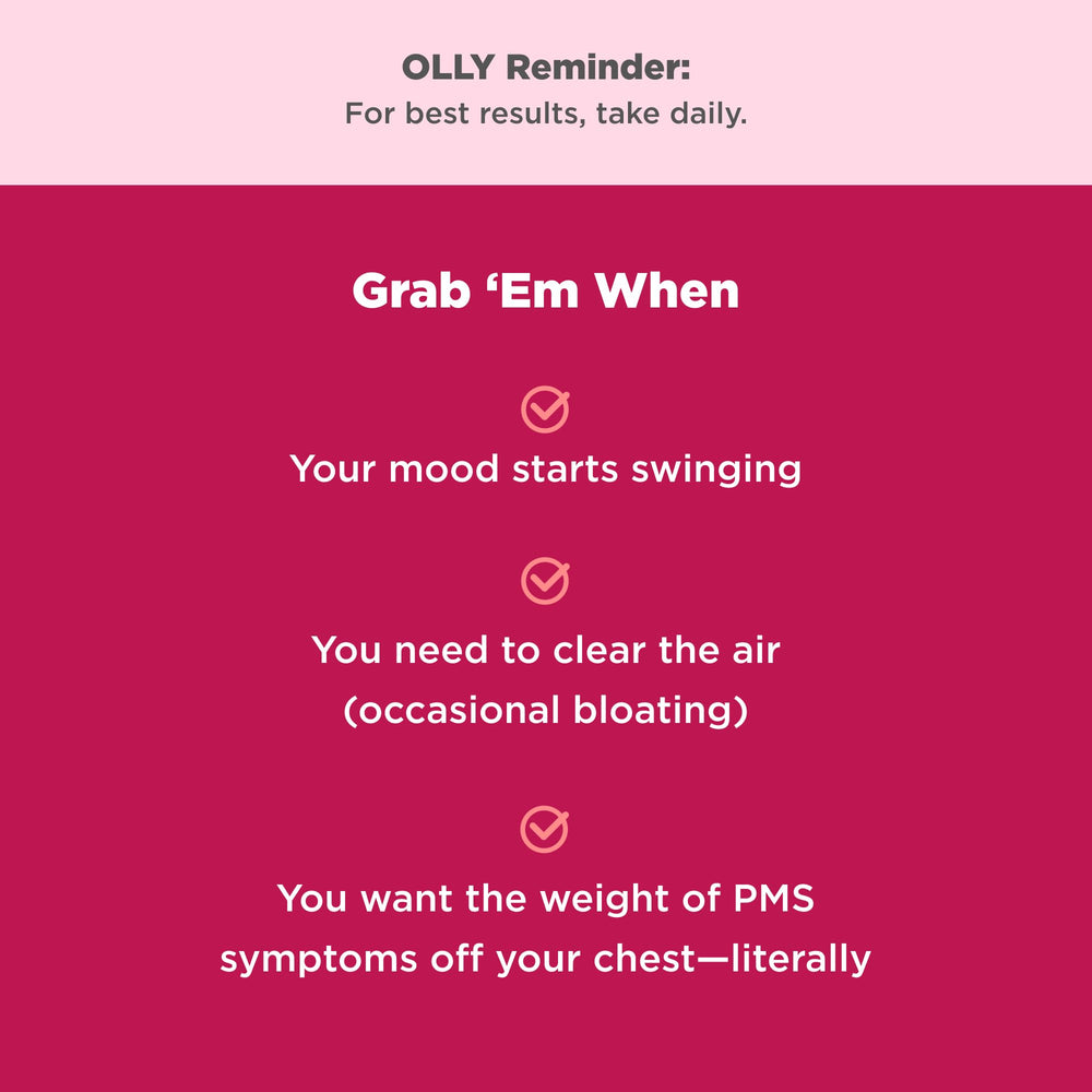 Gluten-free badge on OLLY Period Hero Gummies bottle.