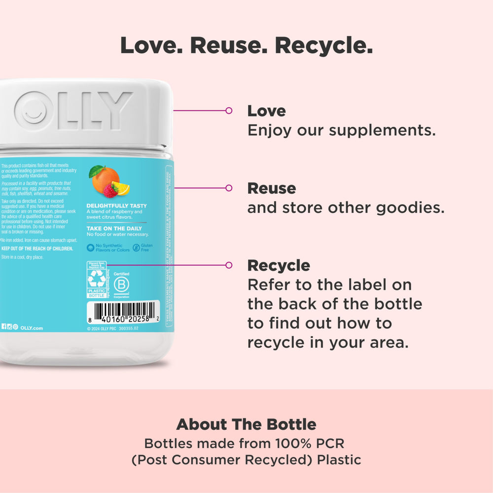 OLLY Prenatal Folic acid structure highlights essential growth nutrients
