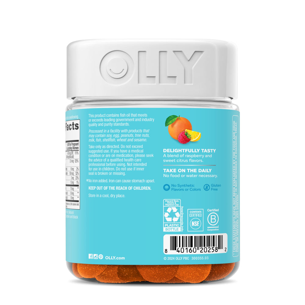 OLLY Prenatal recyclable packaging highlights eco friendly choice