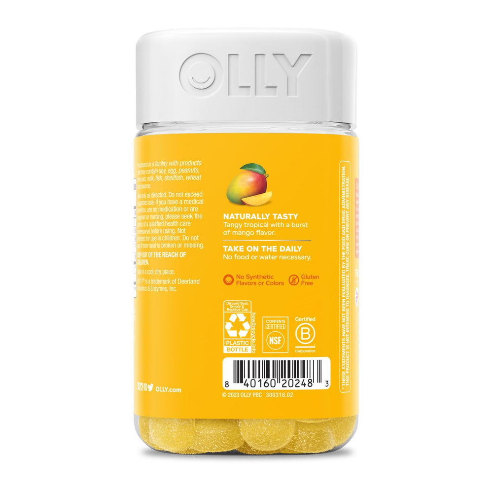 OLLY Probiotic Gummy bottle in kitchen setting suggests an easy daily habit.