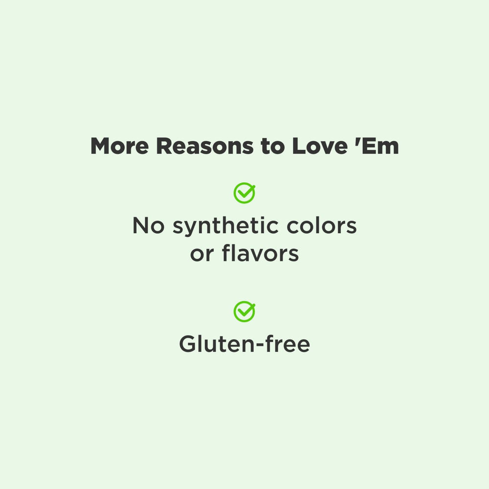 OLLY Probiotic Gummy label close-up highlighting gluten-free formula and no artificial colors.