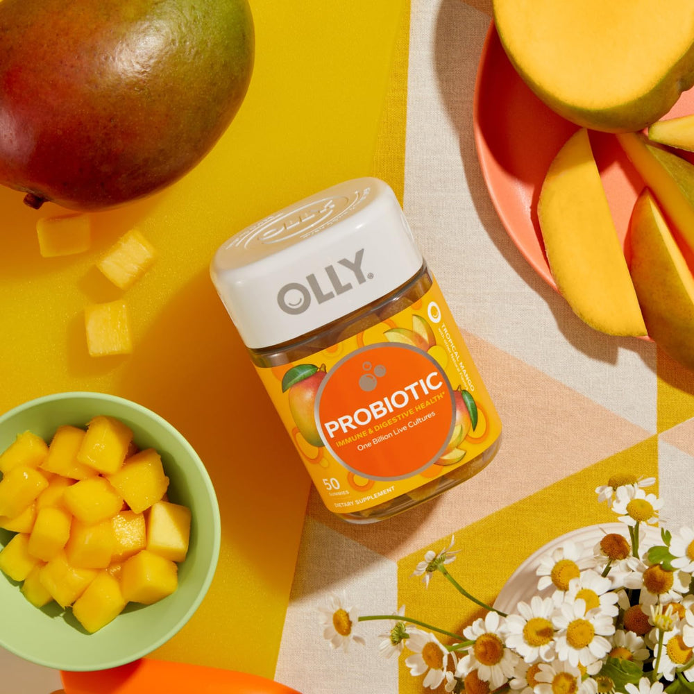 OLLY Probiotic Gummy two gummies serving illustrates daily dosage.