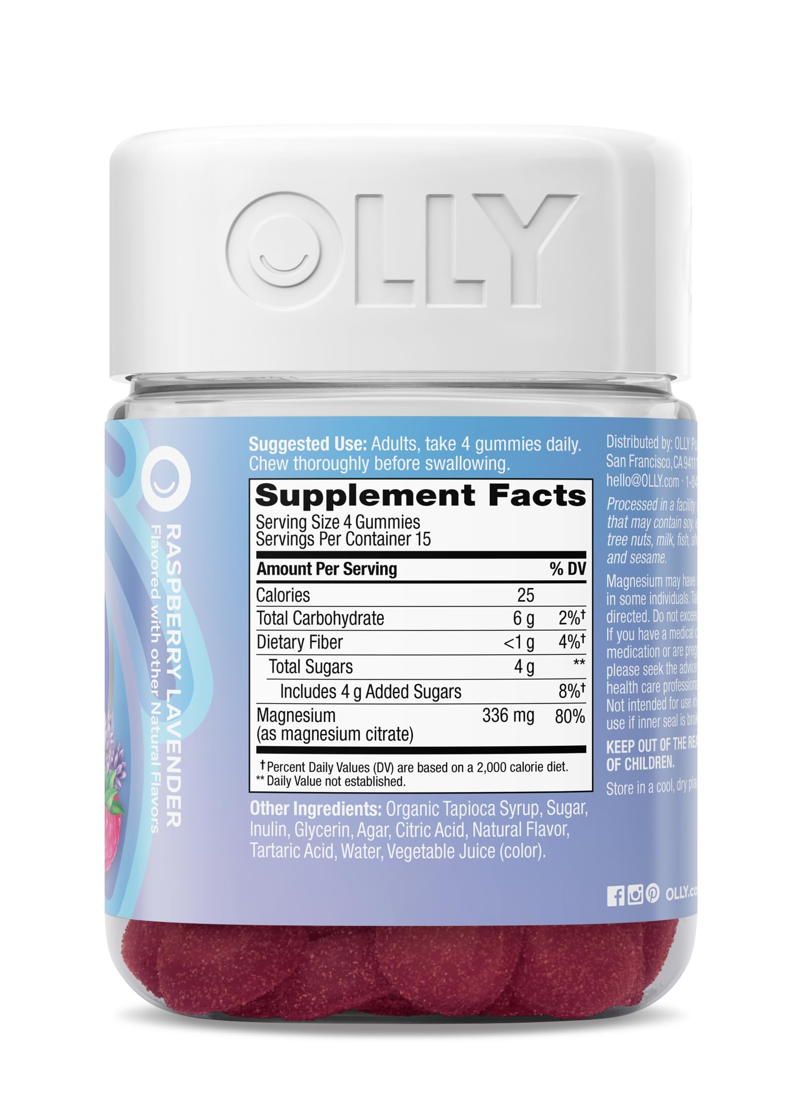 OLLY Relaxing Magnesium Gummies 60-count bottle on kitchen counter