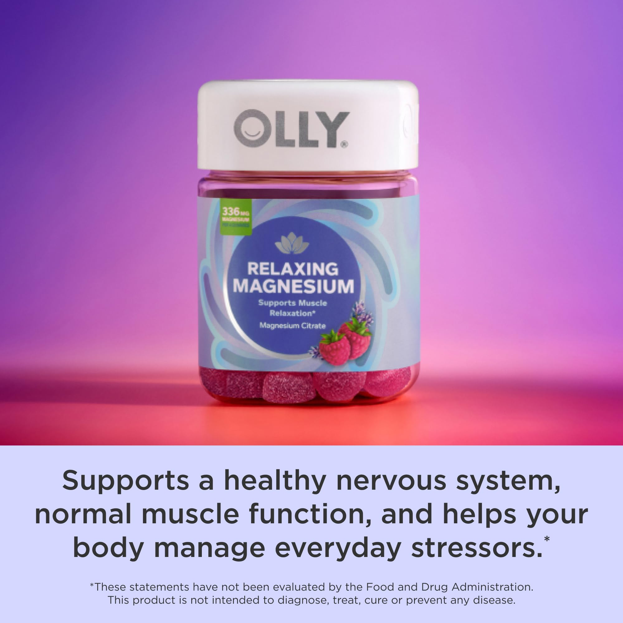 OLLY Relaxing Magnesium Gummies nutrition label visible
