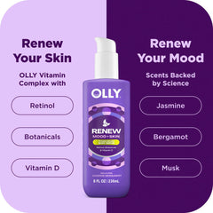Easy-pump dispense from OLLY Renew Mood + Skin bottle for mess-free use