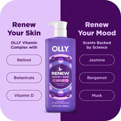 OLLY Renew vitamin complex ingredients image underscores retinol and vitamin D nourishment