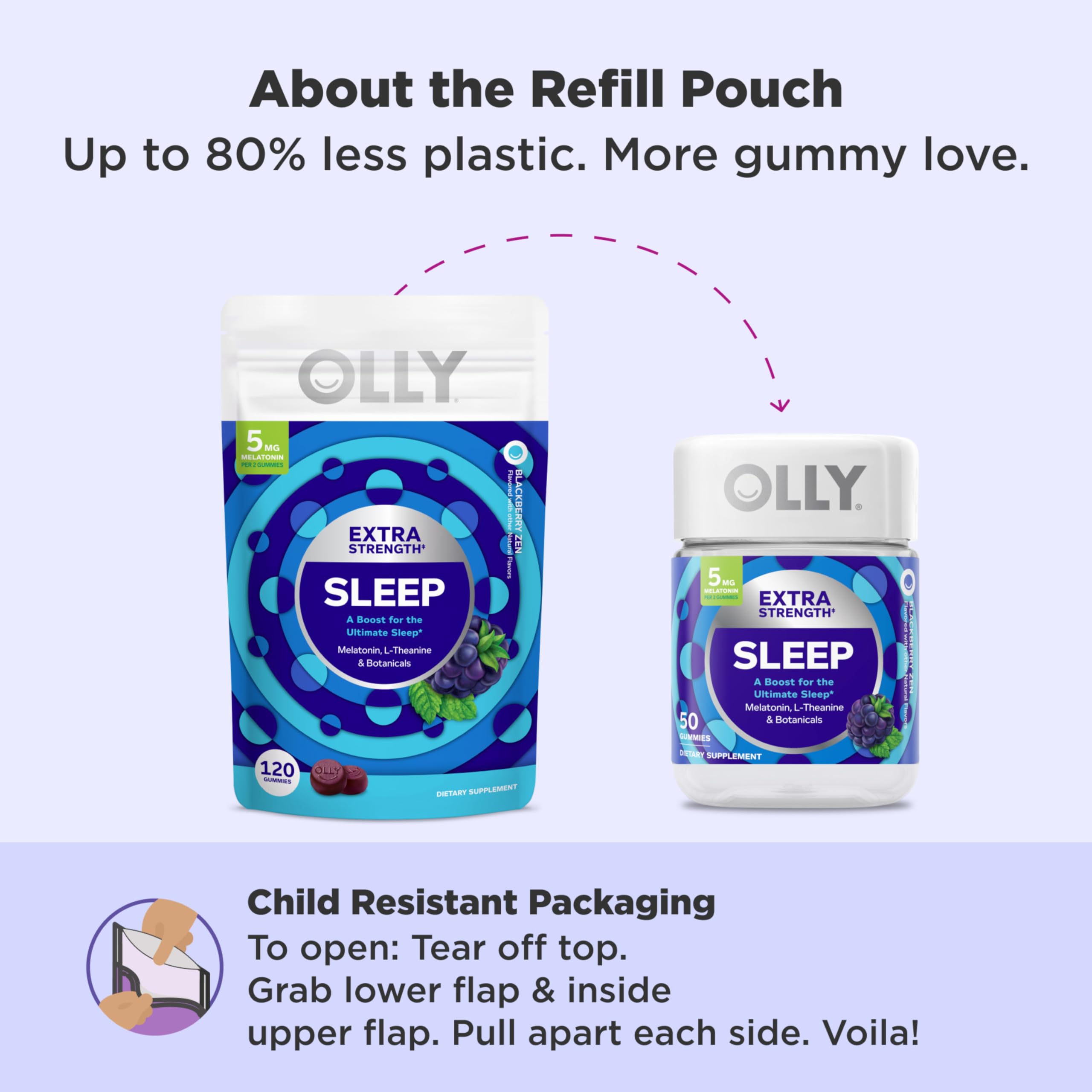 Packaging features chamomile and lemon balm within gummies.