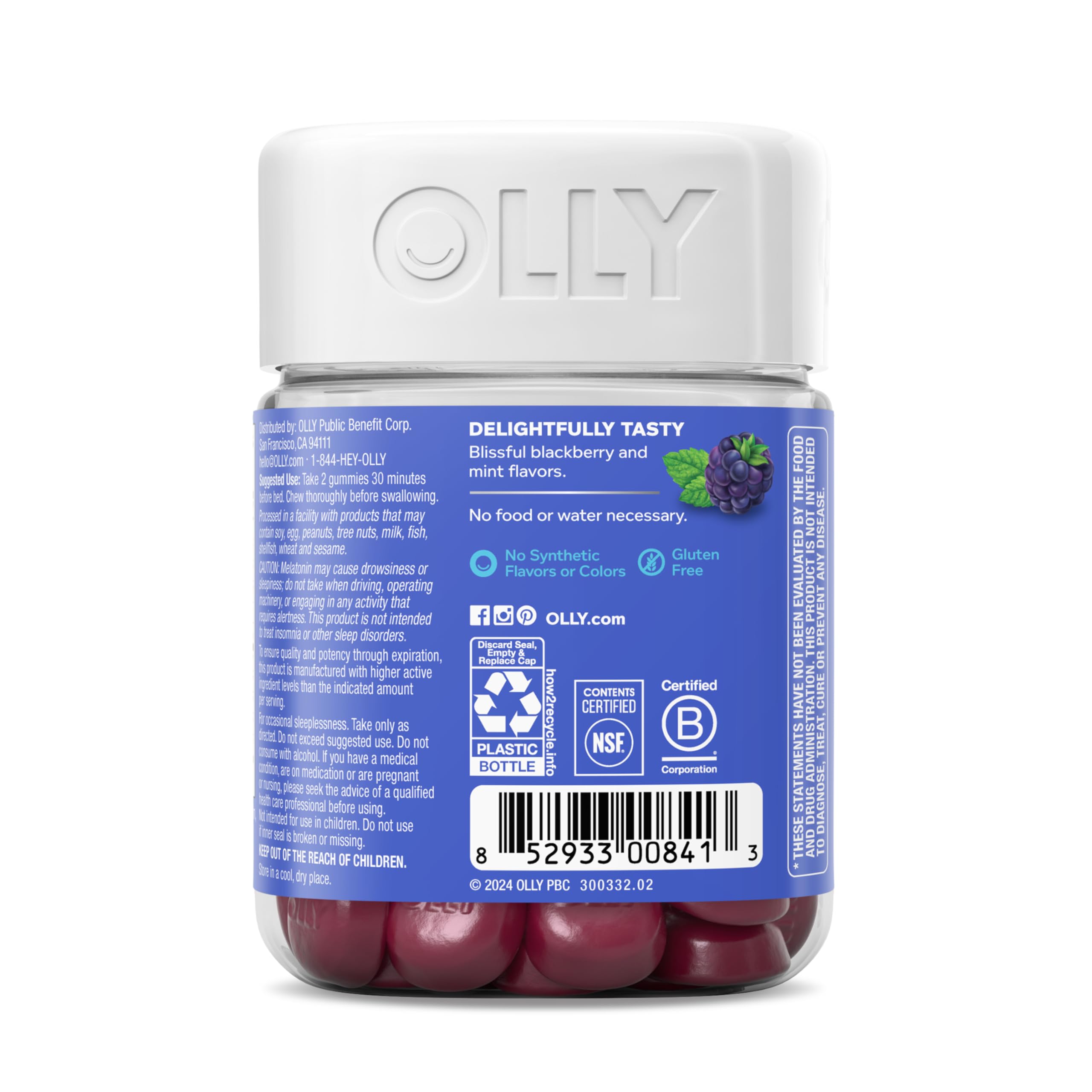 OLLY Sleep Gummies gluten-free badge, suitable for gluten-free diets.