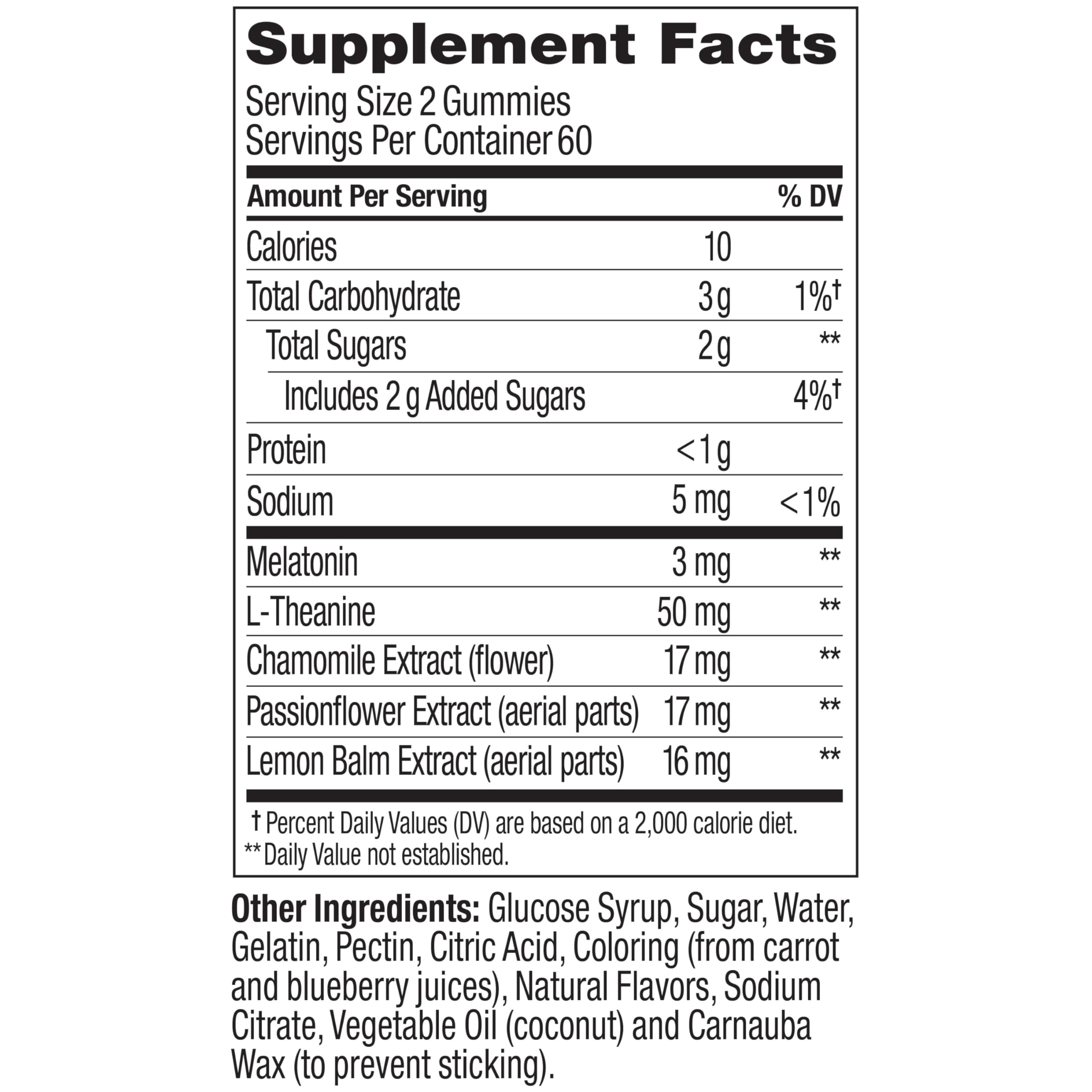 OLLY Sleep Gummies ingredients banner shows melatonin and botanicals.