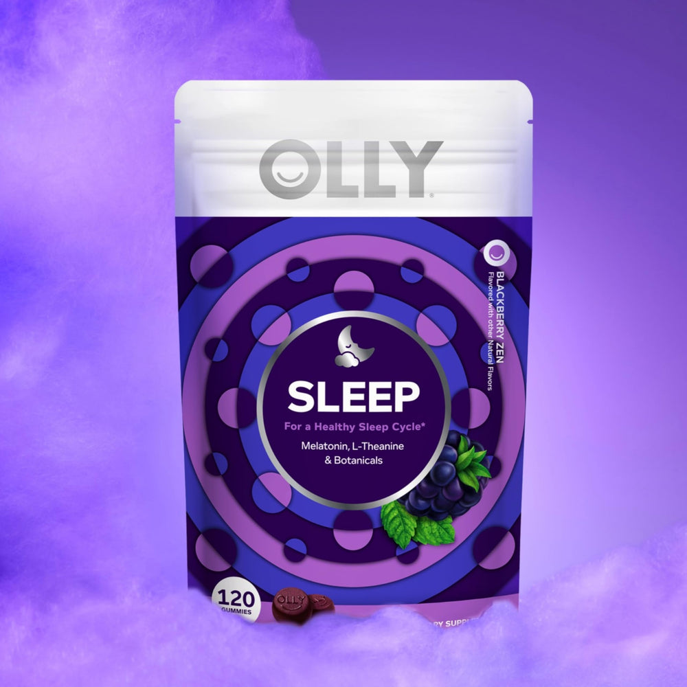 OLLY Sleep Gummies packaging pouch highlights 60-day supply.