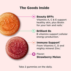 OLLY Teen Girl Multi Gummy bottle back label highlights essential vitamins for daily wellness