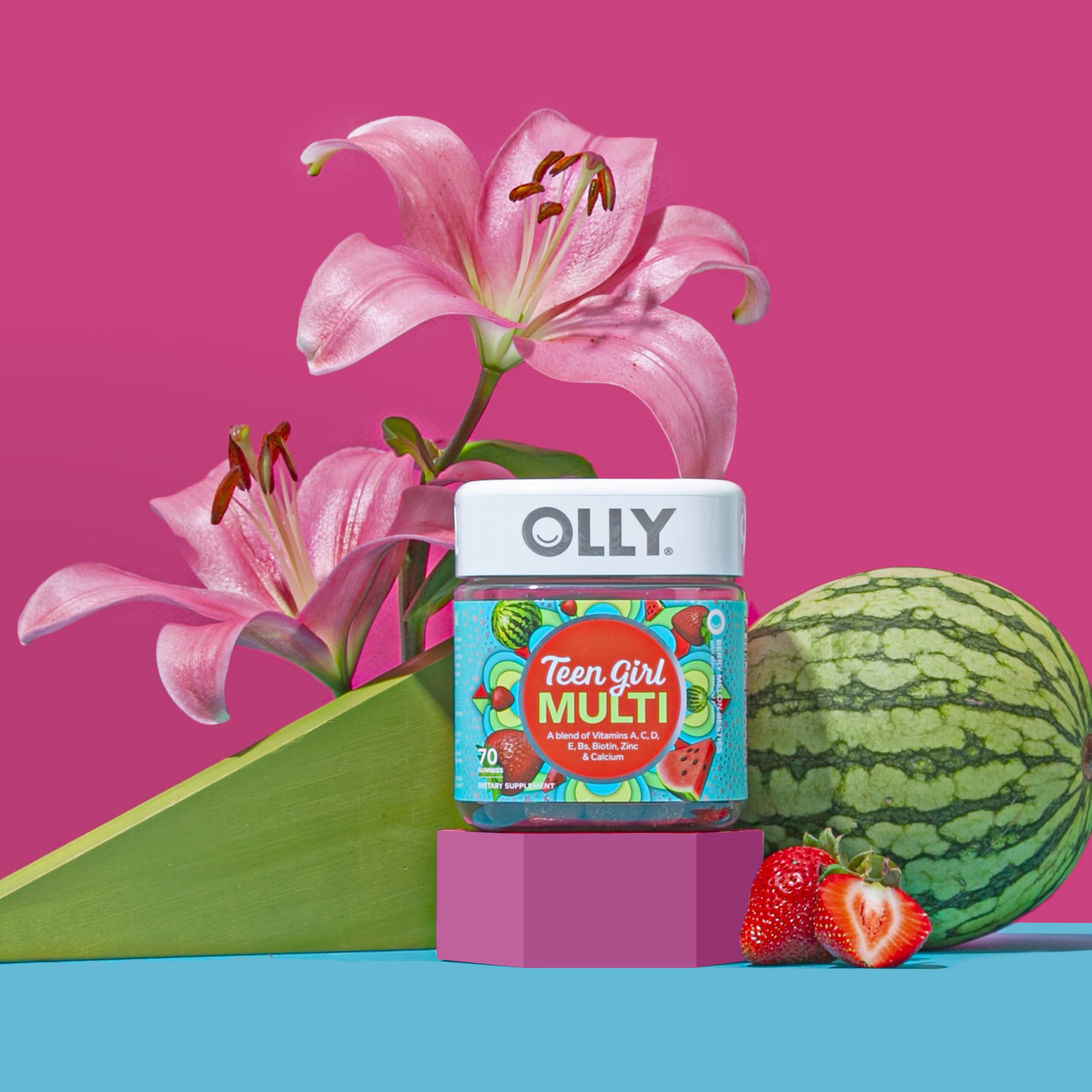 OLLY Teen Girl Multi Gummy daily two-gummy serving supports easy routine
