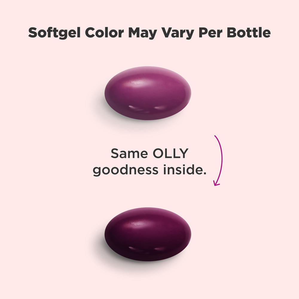 OLLY Ultra Strength prenatal softgels ingredients highlight folic acid and DHA.