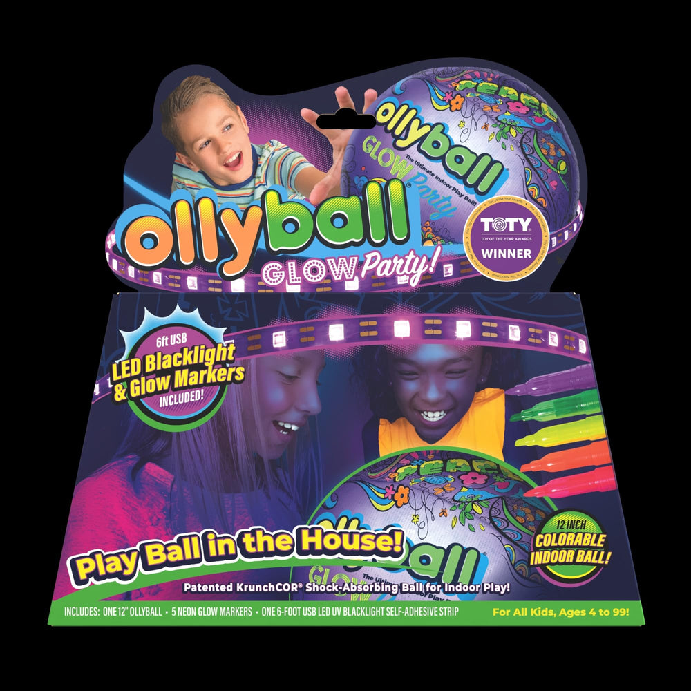 Ollyball glow-ball in action during indoor play.