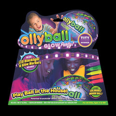 Ollyball glow-ball in action during indoor play.