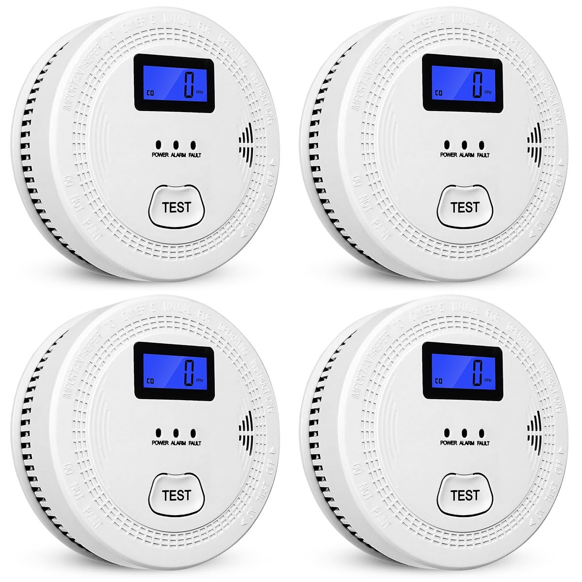 OLUNCLE 4-pack 2-in-1 CO and smoke detector provides ready protection for homes.