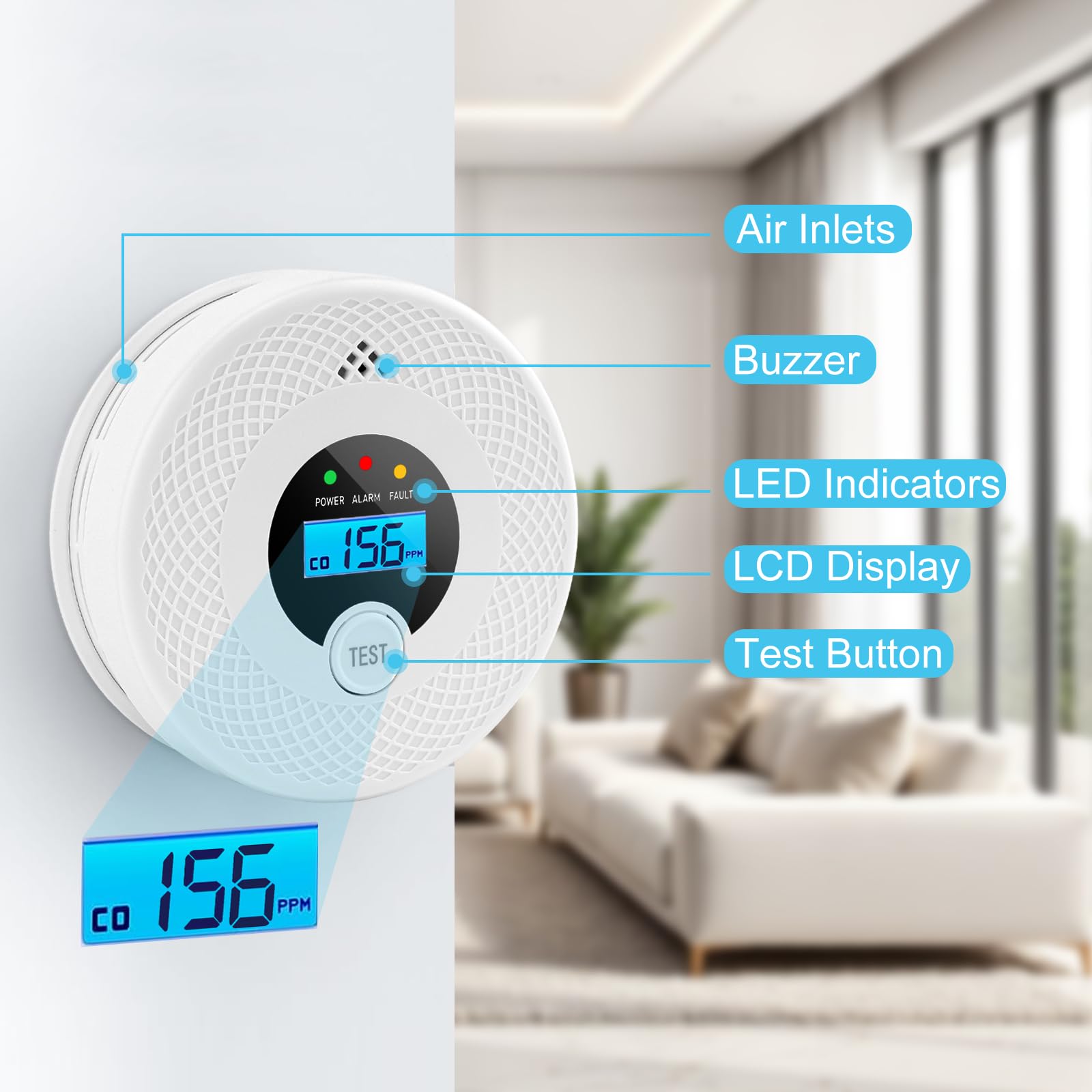 OLUNCLE alarm emits 85dB siren for loud, reliable alerts during emergencies.