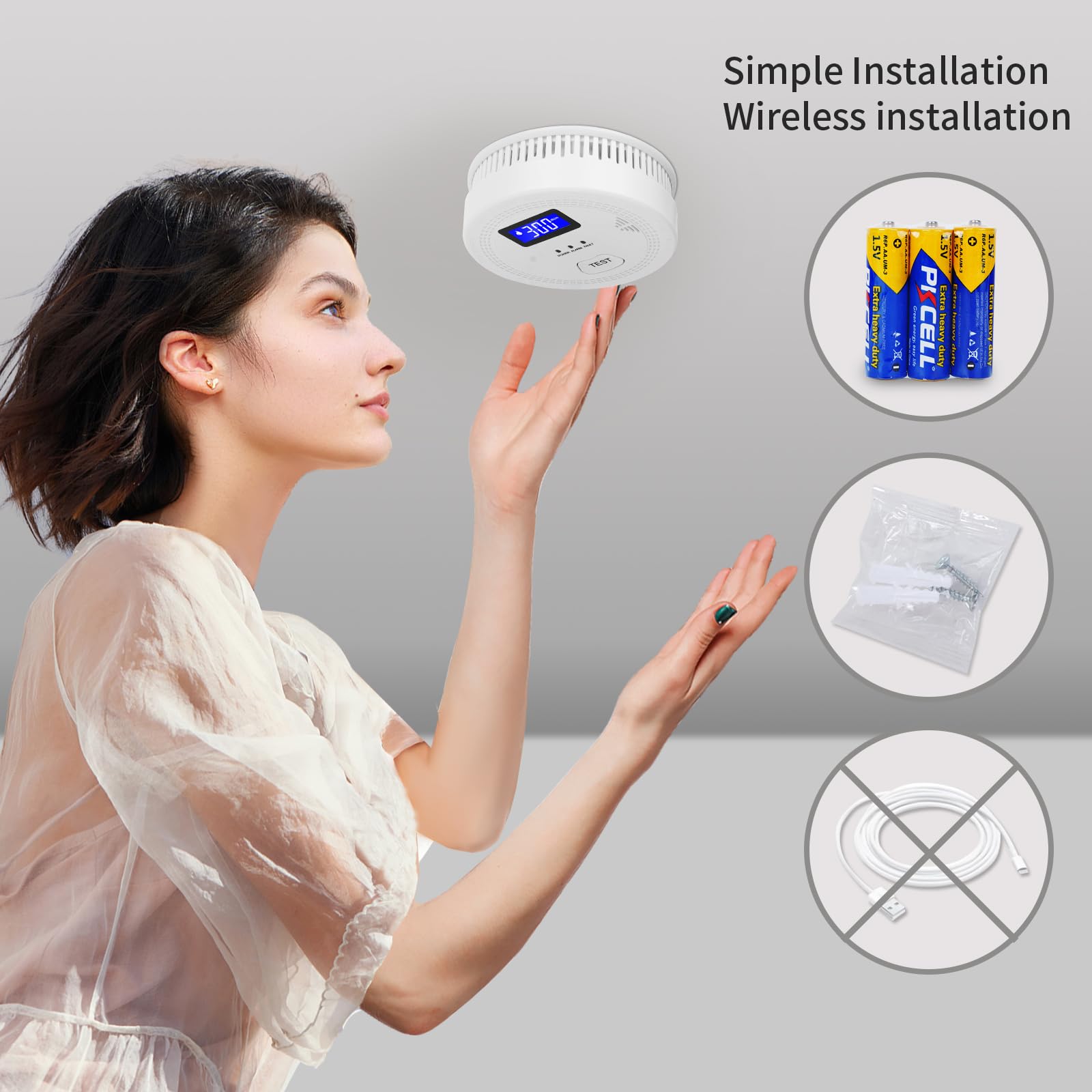 OLUNCLE compact-detector-design fits modern interiors without clutter.