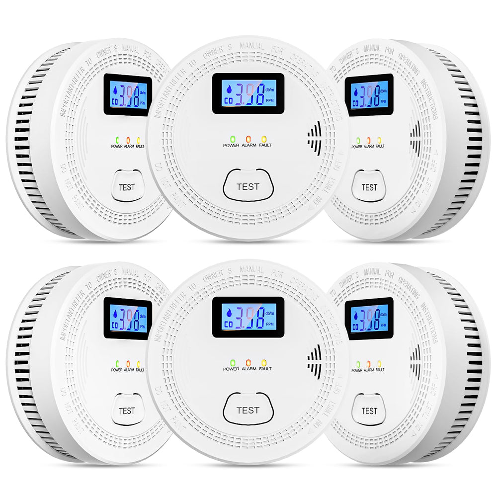 OLUNCLE smoke CO detector front panel with clear status indicators.