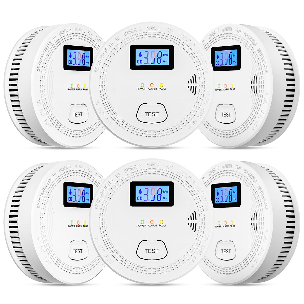 OLUNCLE smoke CO detector front panel with clear status indicators.