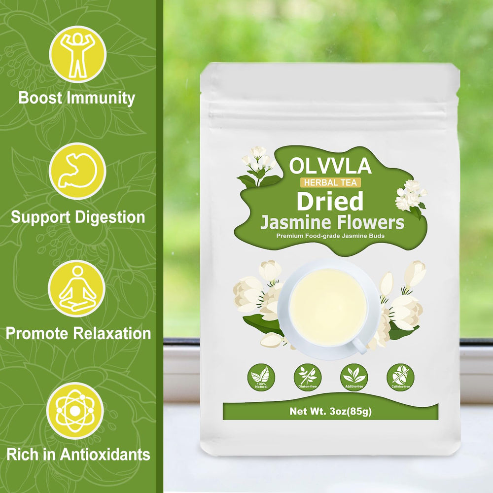 Olvvla culinary uses jasmine flowers for edible garnish and tea blends