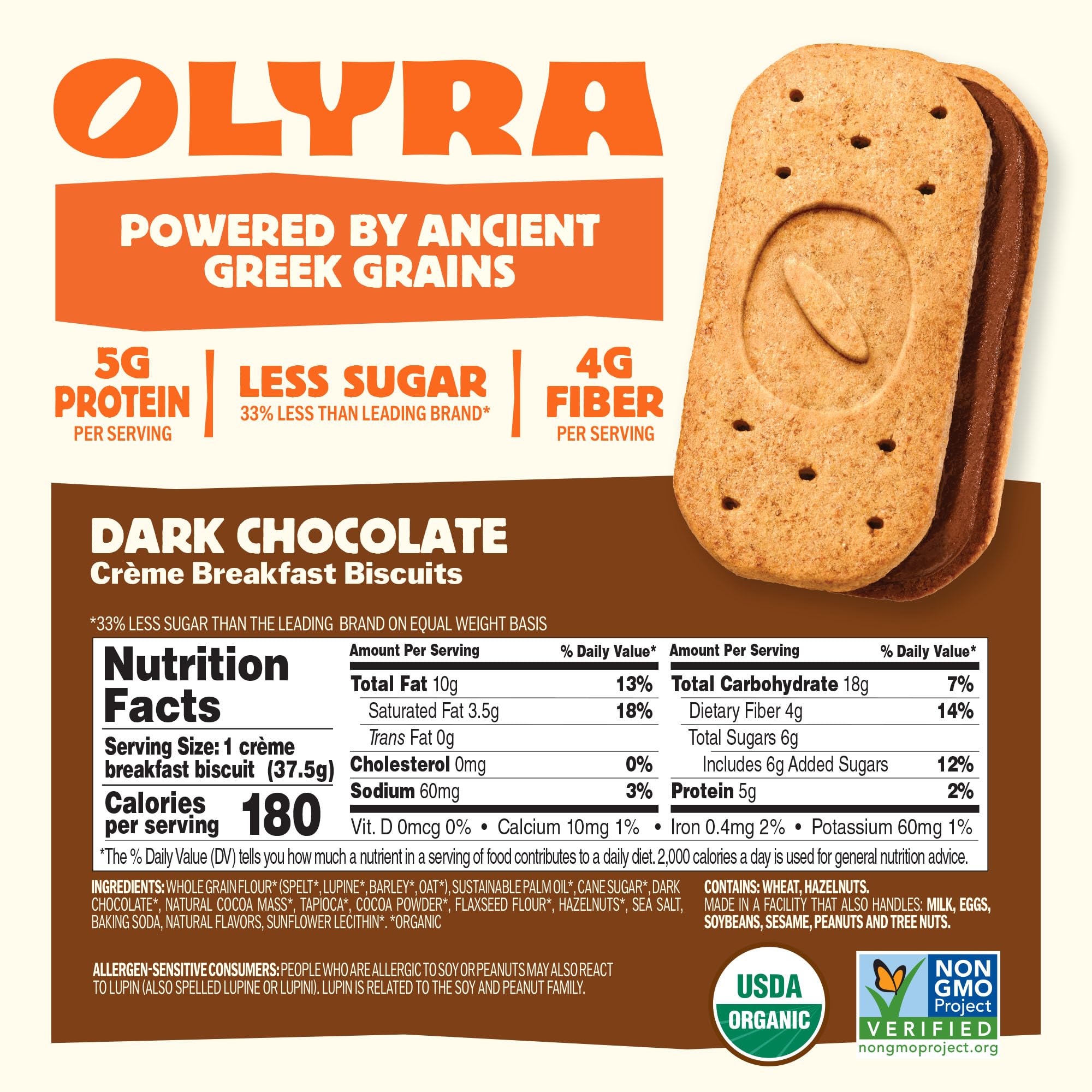 Olyra healthy snack individual pack highlights portable, low-sugar biscuits for busy days.
