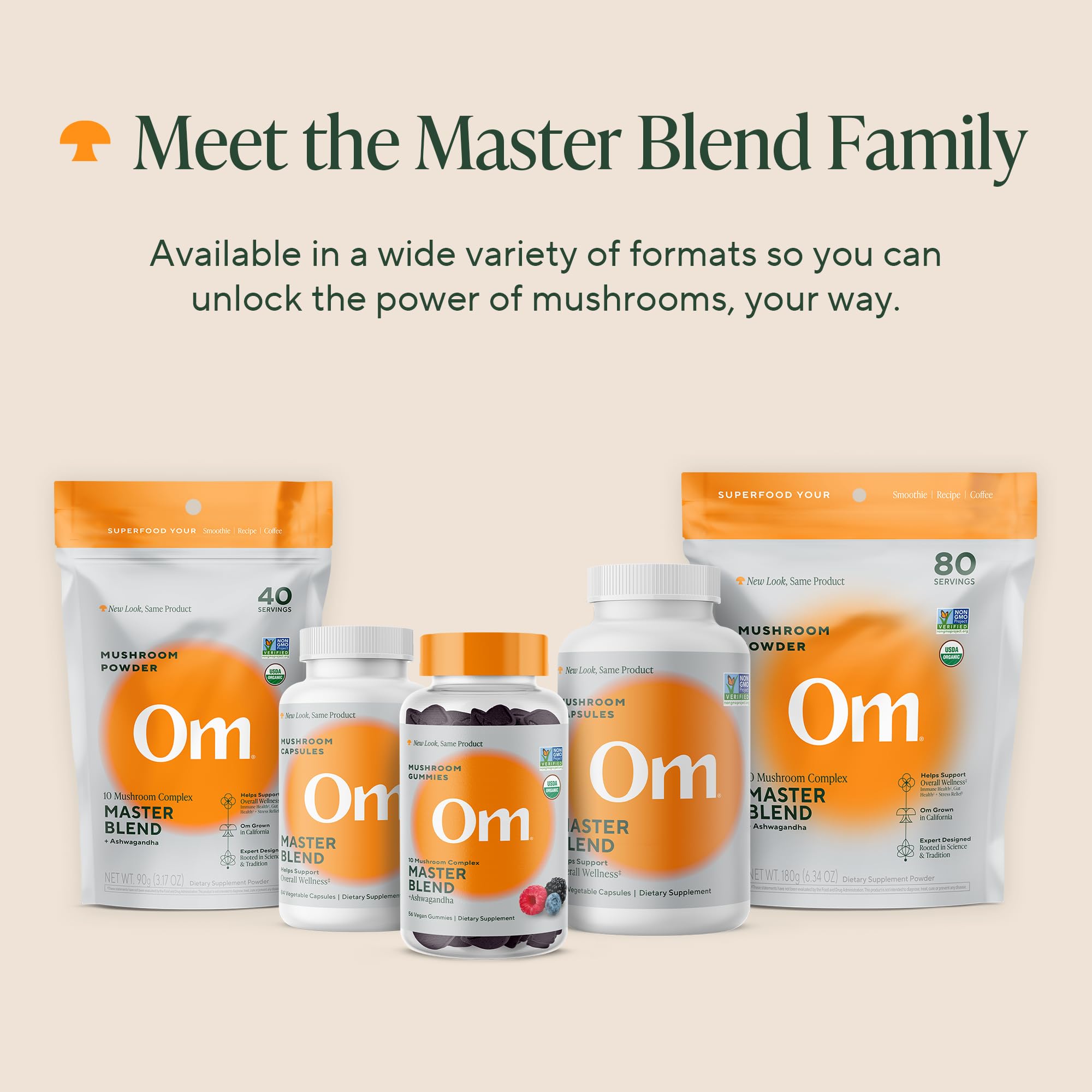 OM Mushroom Master Blend daily use scene suggests easy routine.
