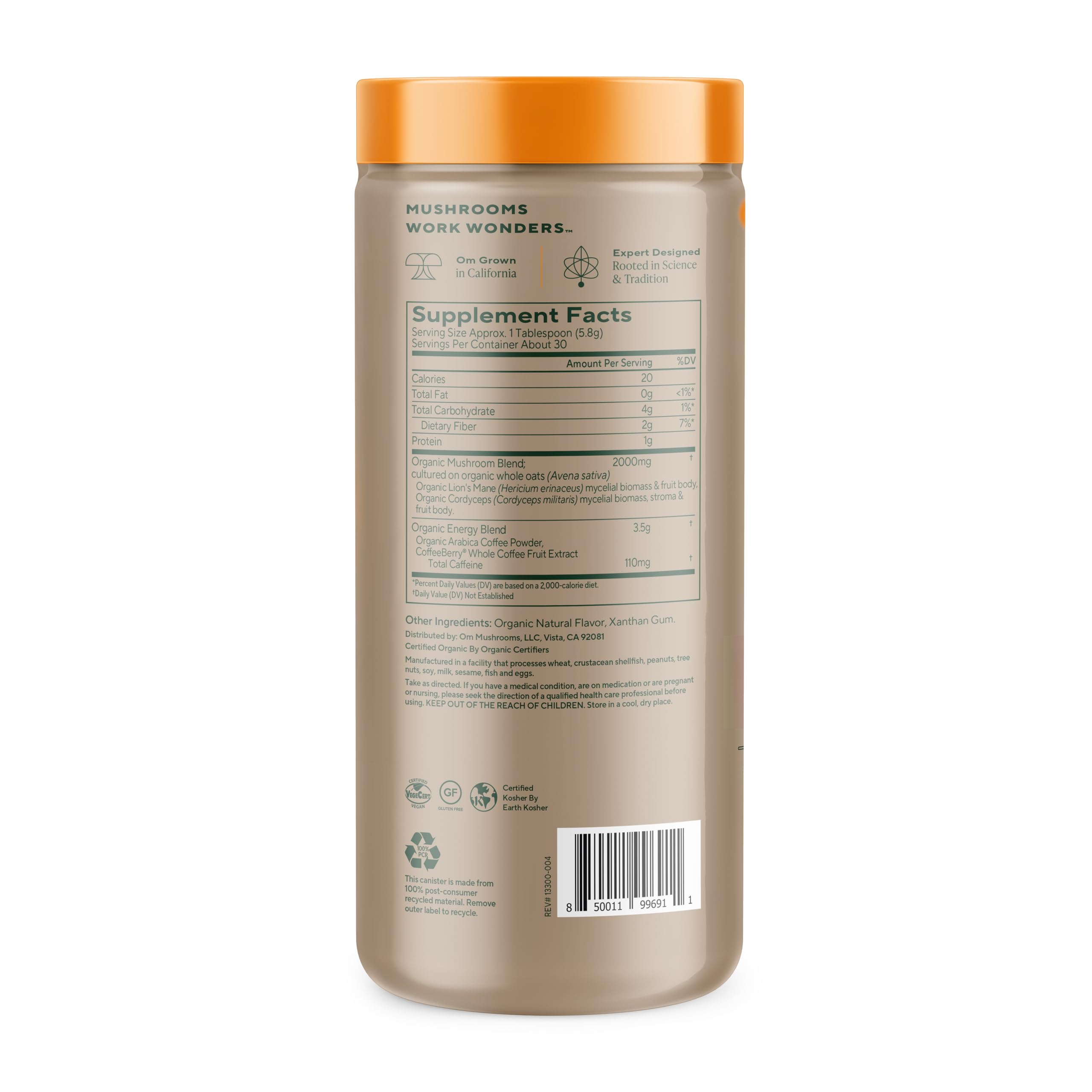 OM Mushroom Superfood Instant Coffee cup steaming conveys a focus-friendly morning ritual