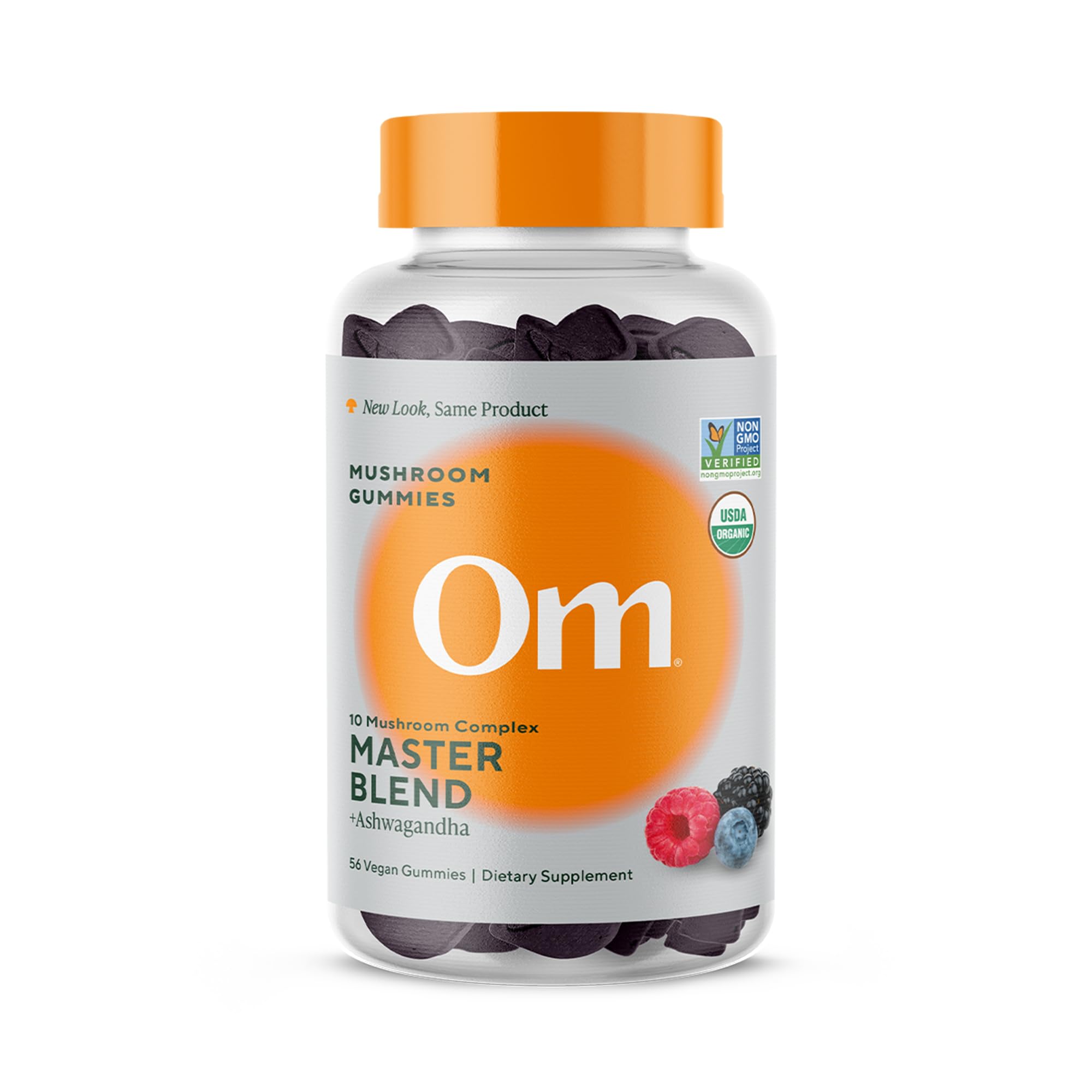 OM Mushroom Superfood Master Blend Gummies bottle on kitchen counter for daily immune support