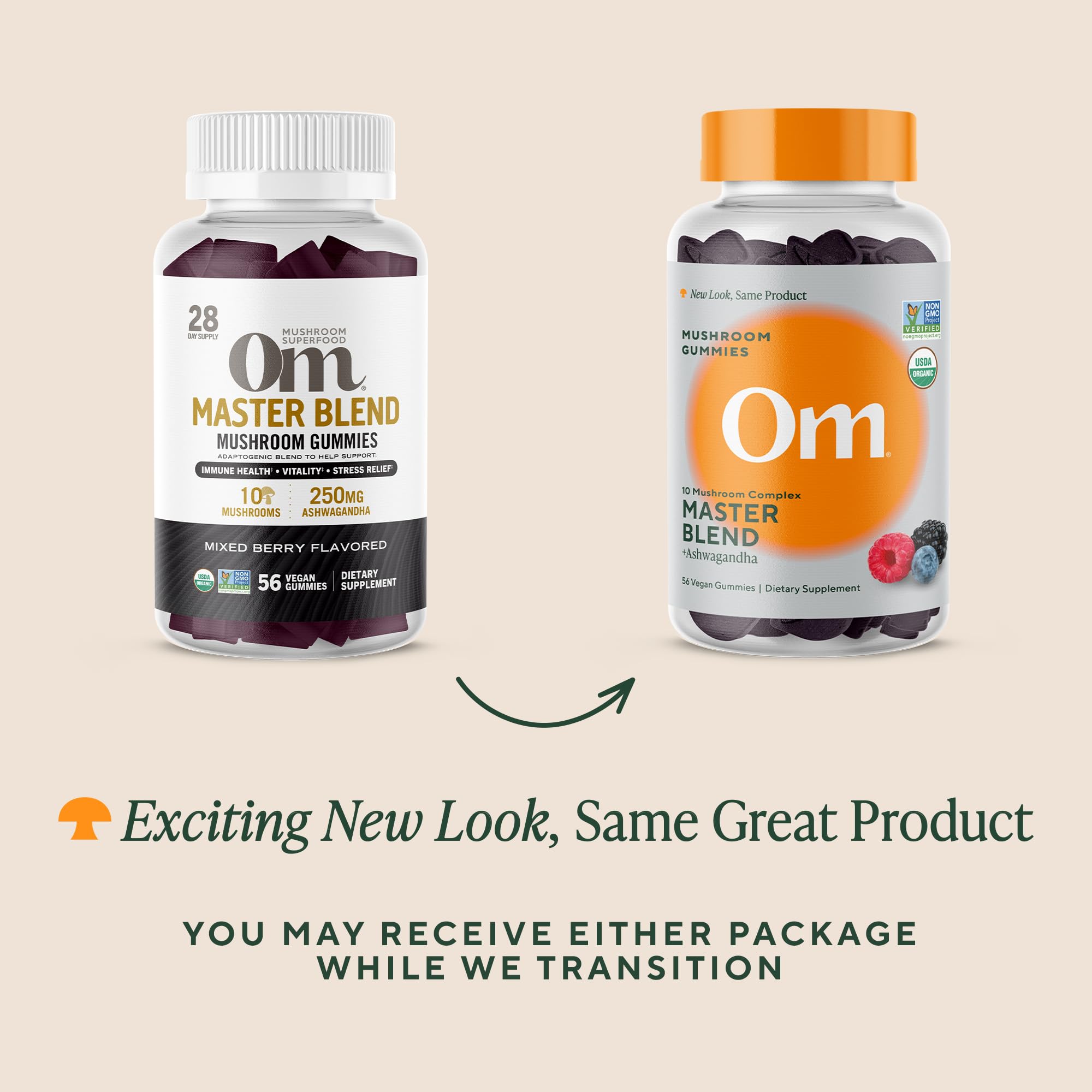 OM Mushroom Superfood Master Blend Gummies with water suggest easy daily use